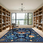 Imperial Blue Pagoda Floral Arrangement Rug