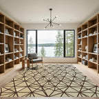 Golden Geometric Triangulated Abstract Lines Rug