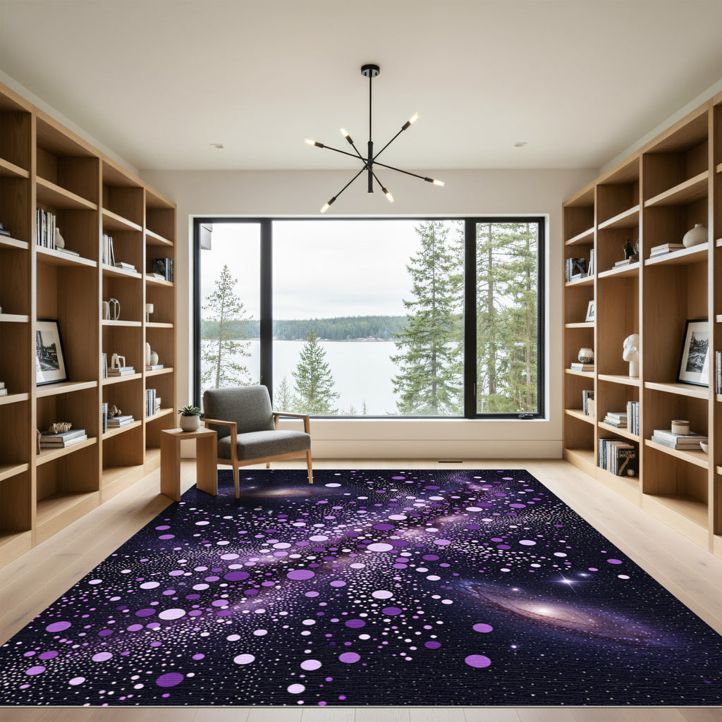 Celestial Purple Galaxy Starry Night Rug