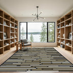 Modern Black And Gold Horizontal Lines Rug