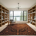 Ornate Golden Filigree Floral Medallion Rug