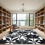 Monochromatic Lily Botanical Composition Rug