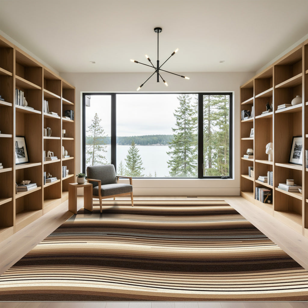 Chocolate Hues Undulating Lines Rug