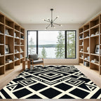 Monochromatic Art Deco Geometric Diamond Rug