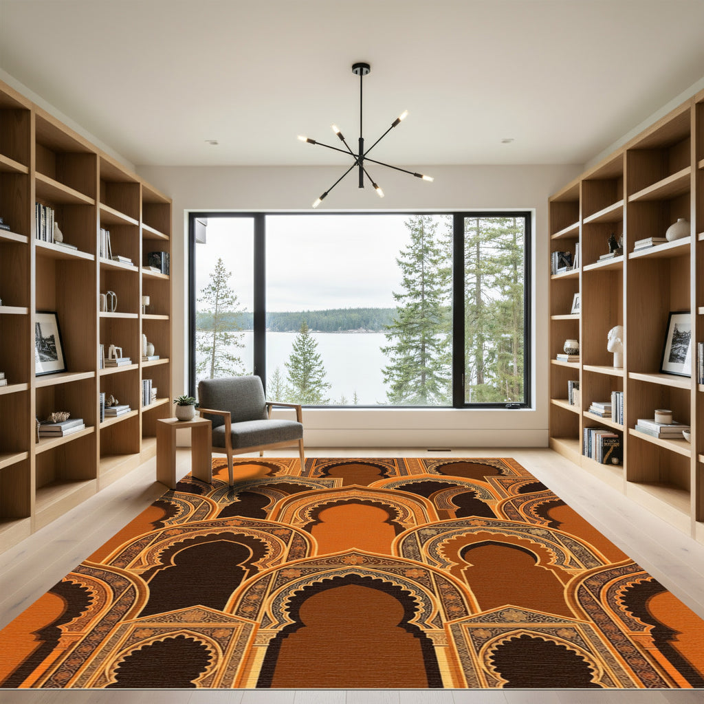 Terracotta Arches Intricate Geometric Arrangement Rug