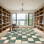 Sage and Cream Geometric Grid Rug