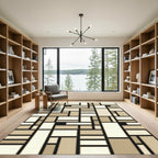 De Stijl Beige Rectangular Composition Rug