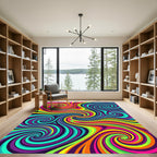 Vibrant Neon Psychedelic Swirl Galaxy Rug