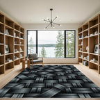 Overlapping Matte Black Weave Rug