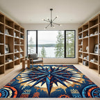 Celestial Navy and Amber Compass Graphic Rug