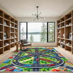 Vibrant City Highway Interchange Activity Roadway Rug