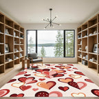 Whimsical Pink and Red Heart Collage Rug