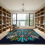 Vibrant Coastal Coral Starfish Mandala Rug