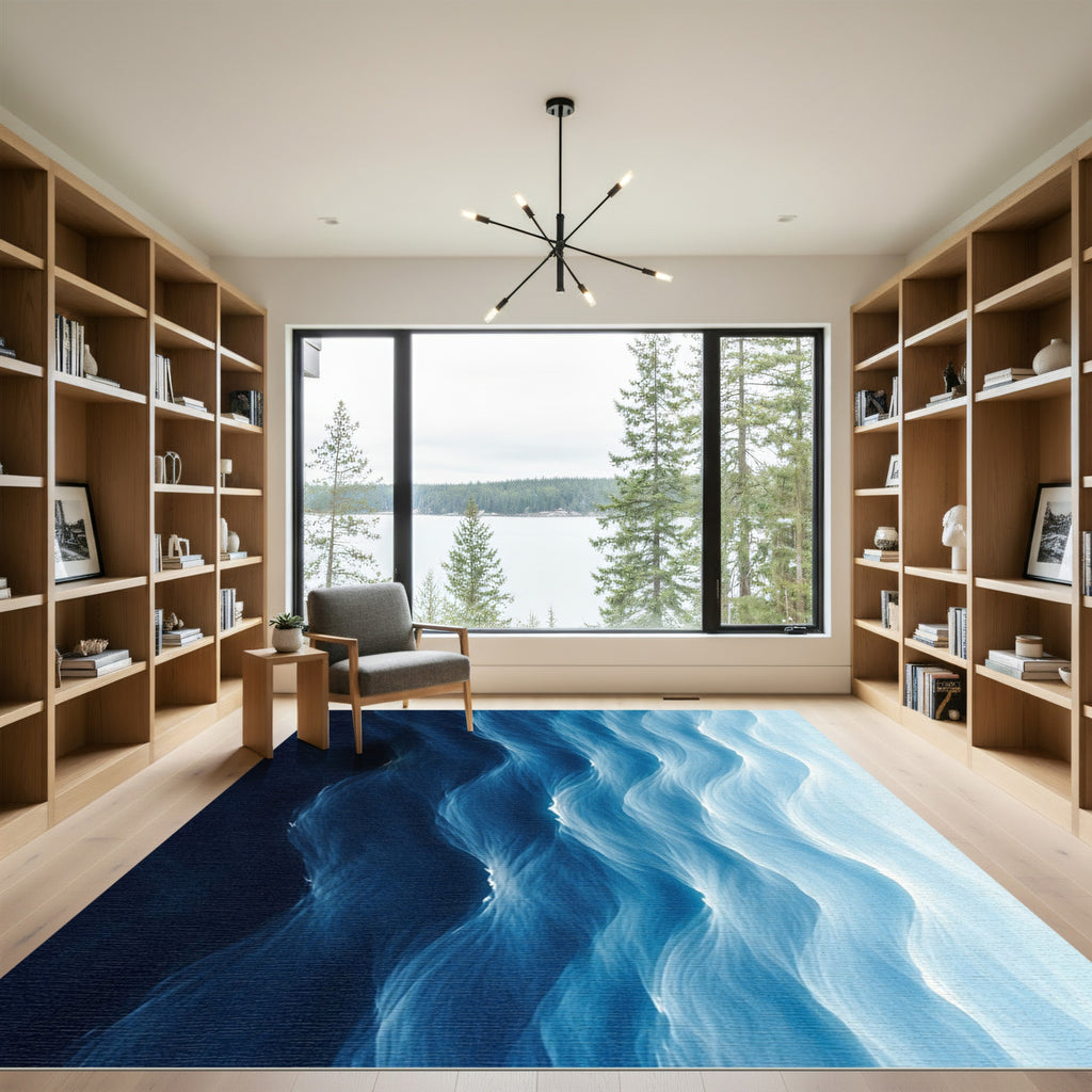 Abstract Ocean Gradient Wave Swirl Rug