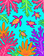 Vibrant Sea Turtle Coral Reef Rug