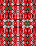 Bold Red Black White Geometric Medallion Rug