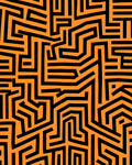 Orange Black Abstract Labyrinth Lines Rug