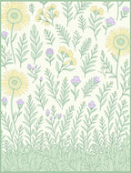 Soft Yellow Purple Botanical Garden Rug