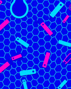Electric Blue Hexagonal Confetti Rug