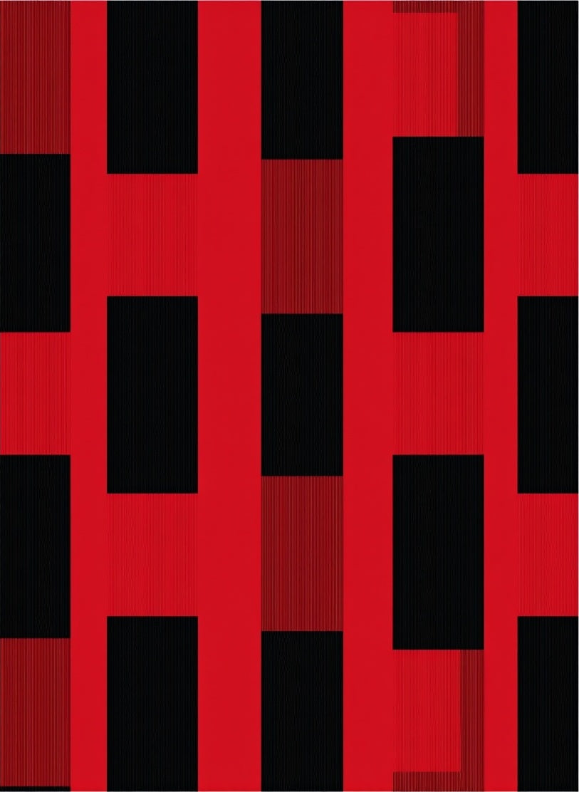 Bold Red Black Plaid Blocks Rug