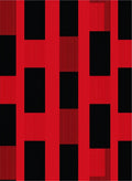 Bold Red Black Plaid Blocks Rug