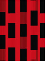 Bold Red Black Plaid Blocks Rug