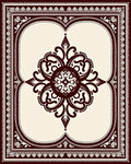 Gothic Scarlet Floral Medallion Frame Rug