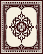 Gothic Scarlet Floral Medallion Frame Rug