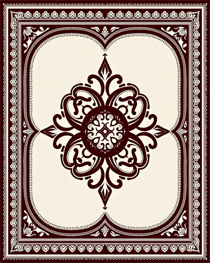 Gothic Scarlet Floral Medallion Frame Rug