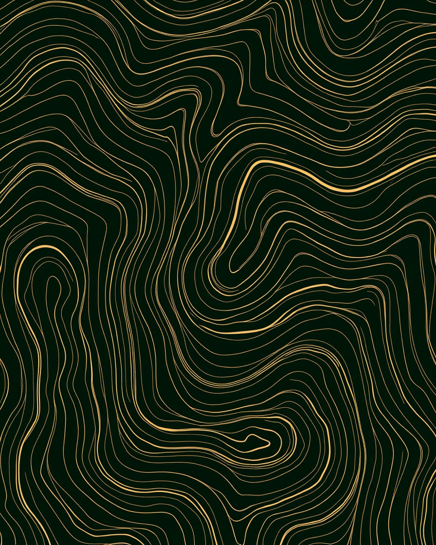 Golden Winding Lines Dark Rug
