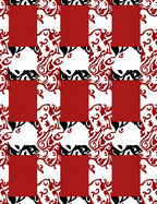Red Black White Checkerboard Swirl Rug