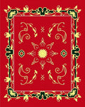 Rich Red Floral Vine Medallion Rug