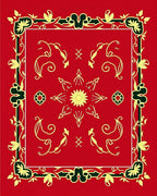 Rich Red Floral Vine Medallion Rug