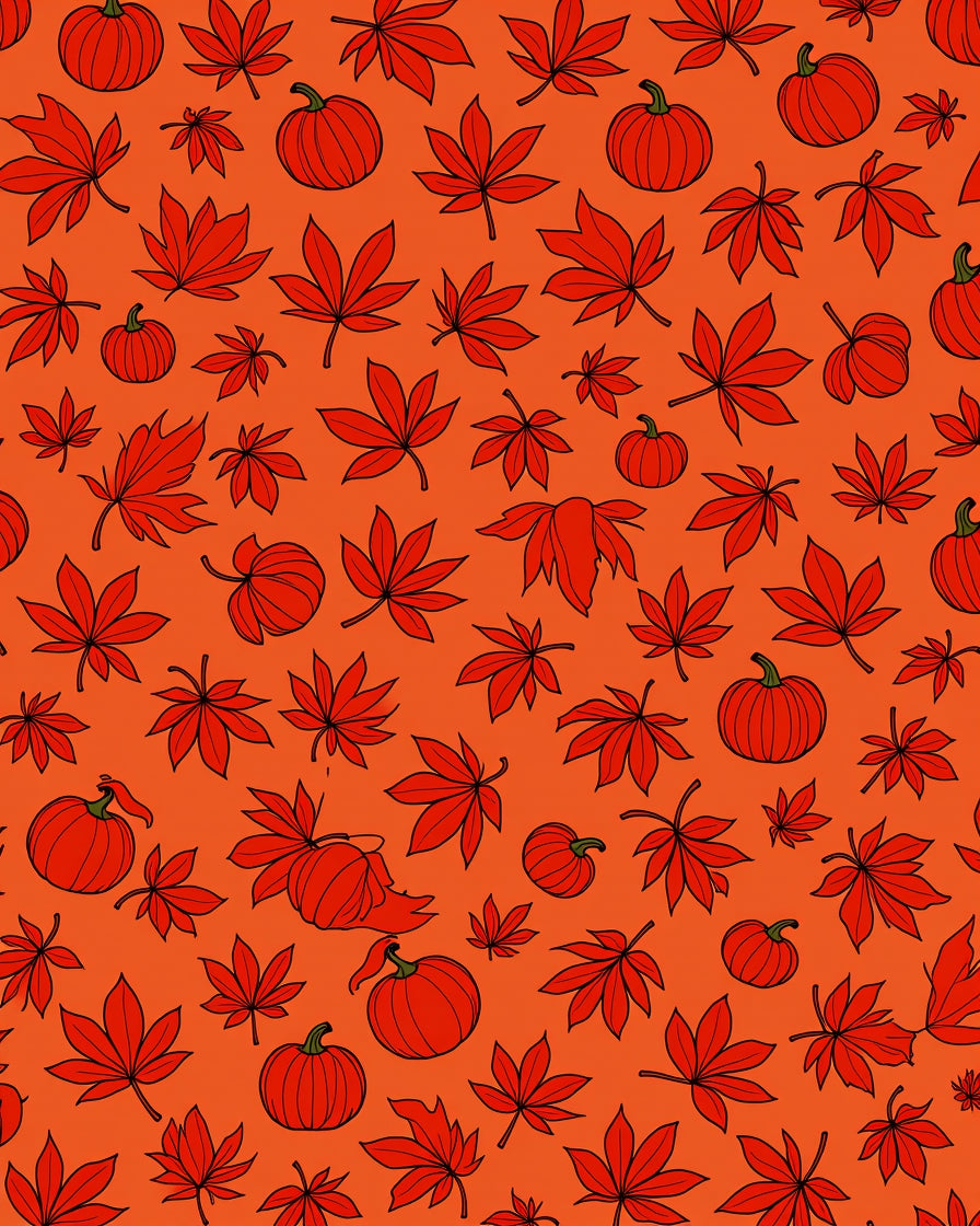 Red Autumn Leaf Pumpkin Scatter Rug