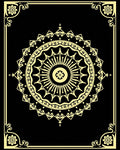 Golden Sunburst Mandala Frame Rug