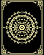 Golden Sunburst Mandala Frame Rug