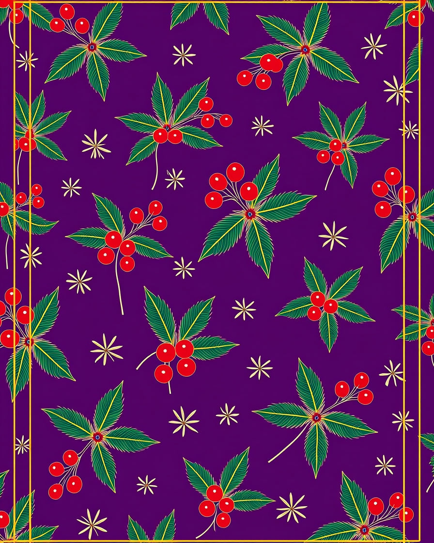 Purple Holly Berry Festive Scatter Rug