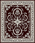 Deep Maroon Swirling Floral Medallion Rug