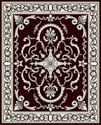 Deep Maroon Swirling Floral Medallion Rug