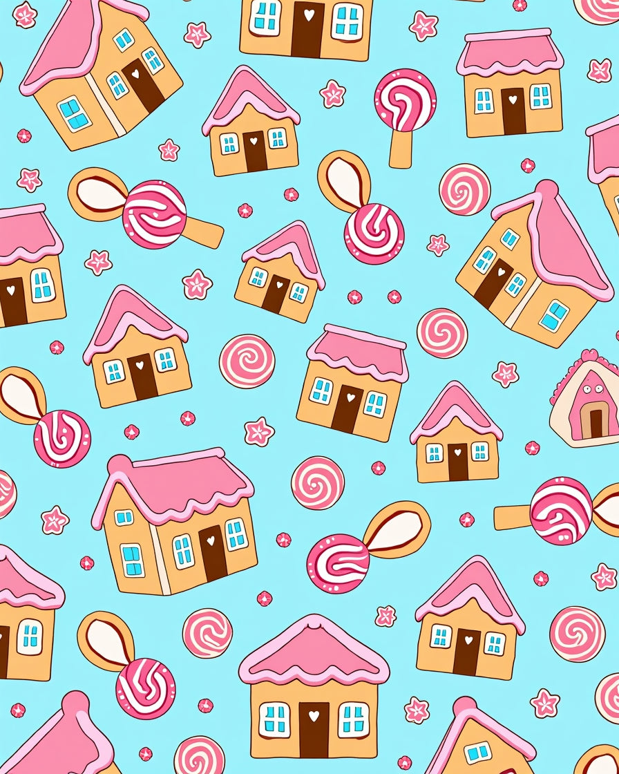 Whimsical Pink Houses Candy Sweet Treat Rug