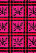 Vibrant Pink Black Floral Plaid Rug