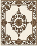 Classic Brown Floral Medallion Border Rug