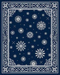 Navy Blue Snowflake Winter Medallion Rug