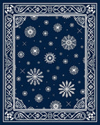 Navy Blue Snowflake Winter Medallion Rug