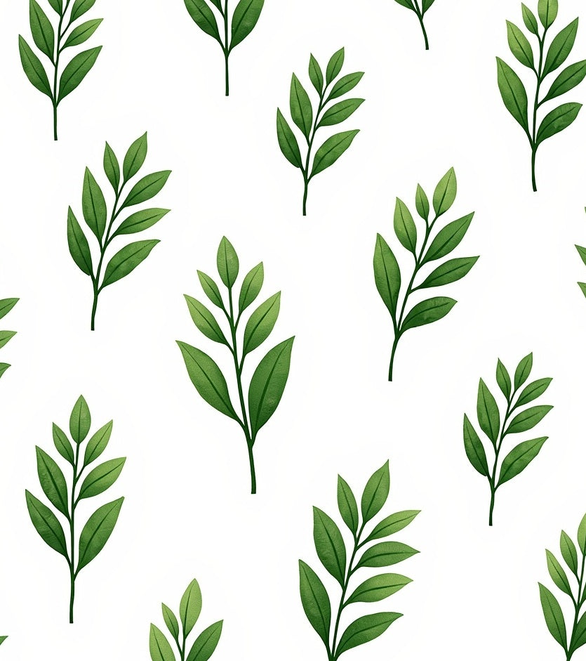 Green Leaf Sprigs Repeat Rug