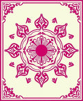 Crimson Floral Mandala Border Rug