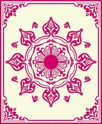 Crimson Floral Mandala Border Rug