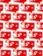 Red Pixelated Character Repeating Pattern Rug