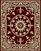 Magnificent Crimson Yellow Medallion Border Rug