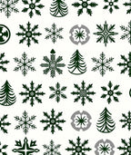 Dark Green Snowflake Christmas Tree Collection Rug